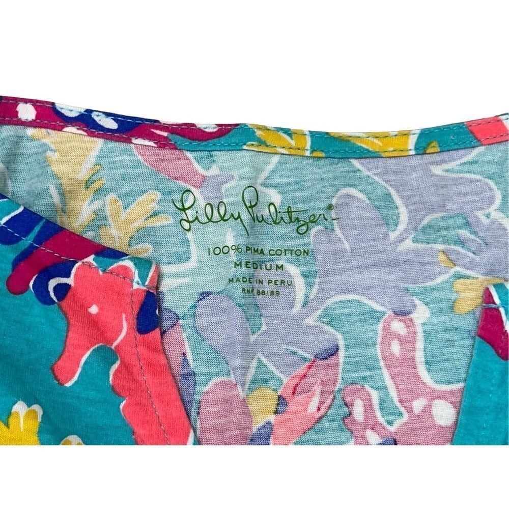 Lilly Pulitzer Stefani Dress Trippin & Sippin Beach Coverup Aqua Pink Cruisewear - Picture 6 of 12